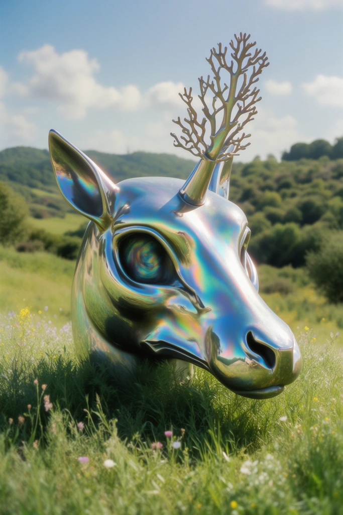 Surreal Chrome Pastoralism style AI image example 3