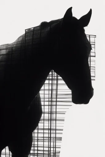 Monochrome Graphic Grids style reference image — stark silhouette