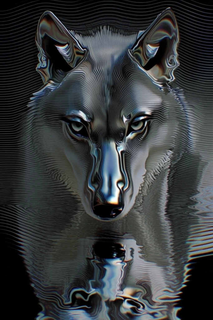 Corrupted Chrome Glitch style AI image example 3