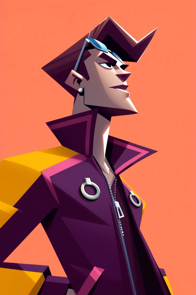 Sharp Geometric Retro-Futurism style AI image example 1