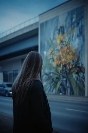 Cinematic Urban Melancholy style reference image — liminal transit spaces