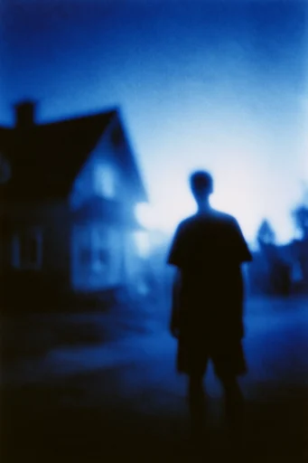 Ethereal Cyanotype Noir style reference image — extreme backlight glow