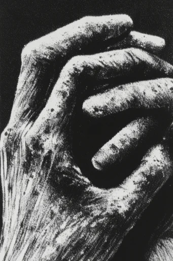 Gritty Monochromatic Noir style reference image — stipple and halftone texture