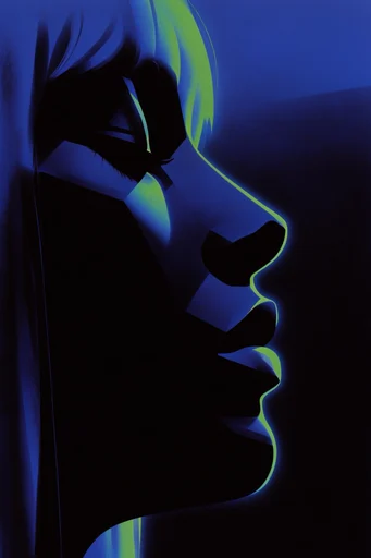 Neon Nocturnal Vectorism style reference image — neon rim lighting