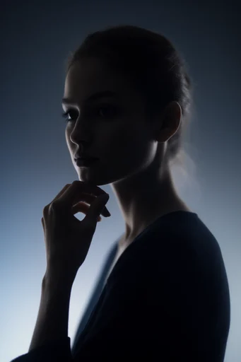 Ethereal Cyan Silhouette style reference image — futuristic noir