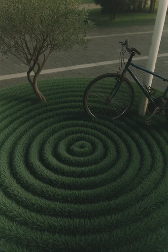 Verdant Surreal Minimalism style reference image — undulating mossy textures
