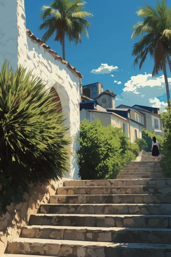 Vibrant Summer Anime style reference image — sun-drenched lighting