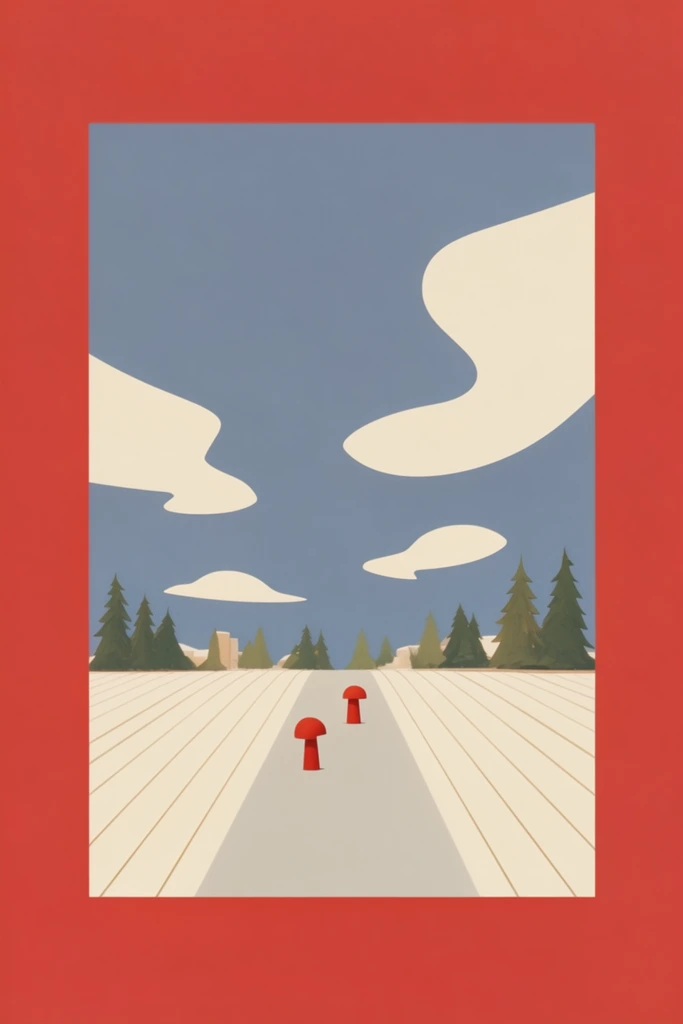Graphic Surrealist Minimalism style AI image example 2