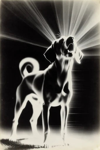 Spectral Scientific Surrealism style reference image — geometric light streaks