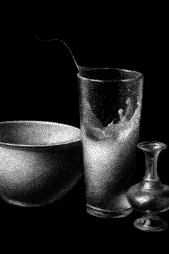 Monochrome Halftone Graphic style reference image — halftone dot pattern