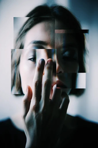 Refractive Noir Surrealism style reference image — cold noir color palette