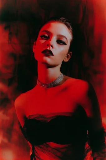 Crimson Analog Noir moodboard — generate AI images in this style