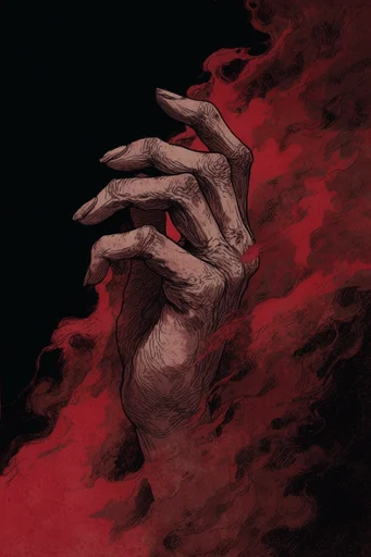 Crimson Ink Macabre style reference image — ink wash