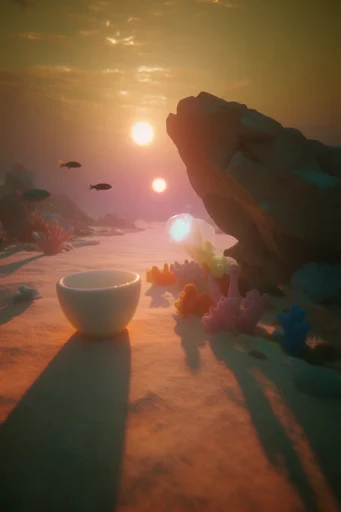 Amber Surrealist Horizons style reference image — hazy atmospheric perspective
