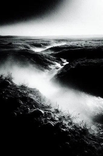 Ethereal Noir Grain style reference image — heavy film grain