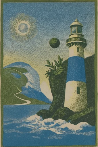 Vintage Lithographic Surrealism style reference image — surrealist botanical illustration