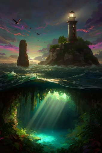 Luminous Forest Mystery style reference image — lush botanical foliage