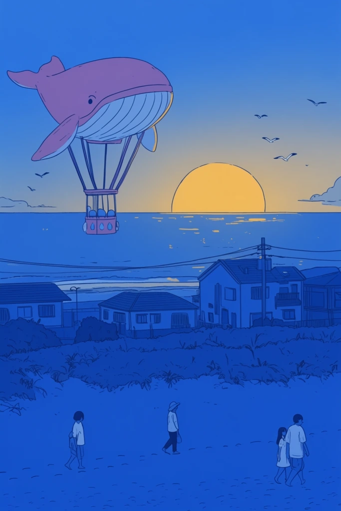 Monochromatic Blue Narrative style AI image example 2