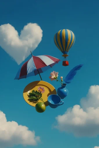 Vibrant Aerial Surrealism style reference image — minimalist surrealism