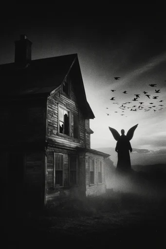 Atmospheric Monochromatic Noir style reference image — heavy film grain