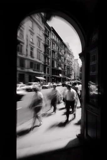 Spectral Urban Motion style reference image — high-contrast monochrome