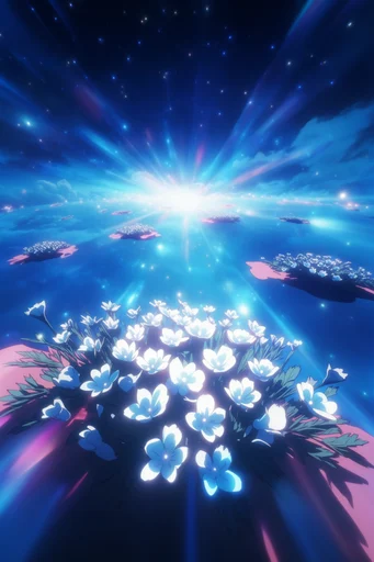 Celestial Kinetic Anime style reference image — volumetric clouds