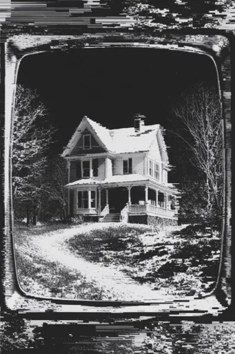 Monochrome Glitch Decay style AI image example 4