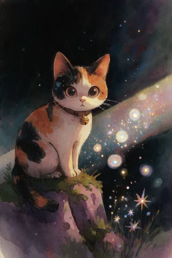 Ethereal Celestial Storybook style reference image — glowing gold leaf accents