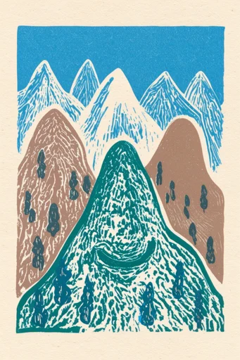 Textured Minimalist Printmaking style reference image — linocut print style