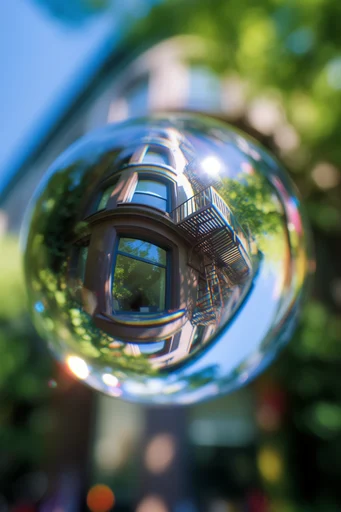 Refractive Macro Worlds style reference image — glassy liquid texture