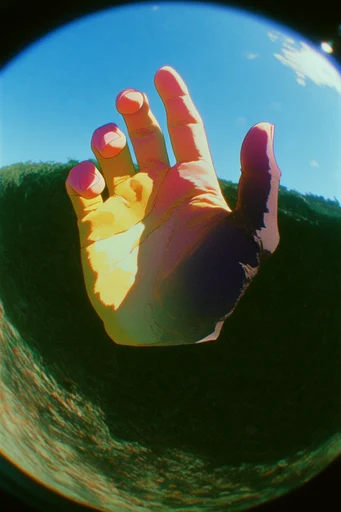 Dynamic Fisheye Surrealism style reference image — analog film grain