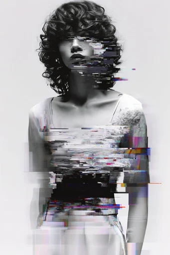 Monochrome Glitch Archive moodboard — generate AI images in this style