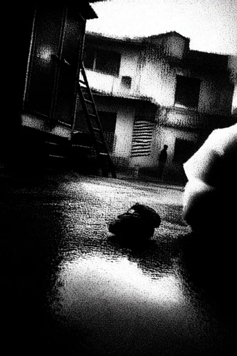Submerged Noir Grain style reference image — high-contrast monochrome