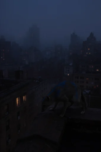 Melancholic Cybernetic Nocturne style reference image — high-angle cityscape