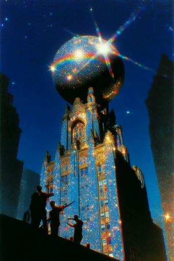 Prismatic Cosmic Retro-Surrealism style reference image — 1970s sci-fi book cover art