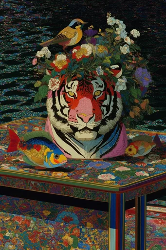 Graphic Maximalist Illustration style AI image example 3