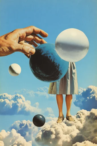 Vintage Surrealist Dreamscapes style reference image — vintage analog texture