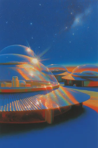 Prismatic Chrome Retro-Futurism style AI image example 4