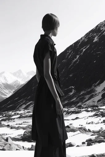 Raw Monochromatic Minimalism style reference image — high-contrast monochrome