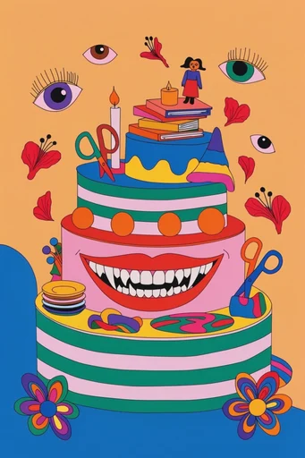 Vibrant Neo-Psychedelic Pop style reference image — high-contrast graphic design