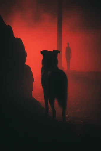 Crimson Void Surrealism style reference image — existential scale