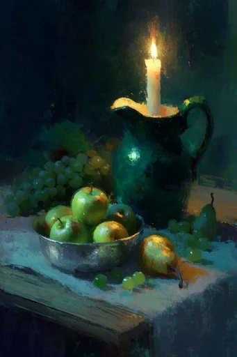 Luminous Nocturnal Impasto style reference image — thick impasto brushstrokes