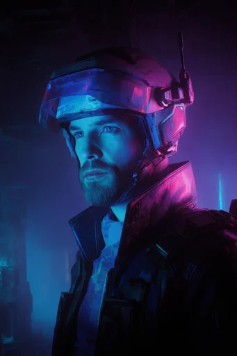 Atmospheric Neon Dystopia style reference image — dramatic vertical perspective
