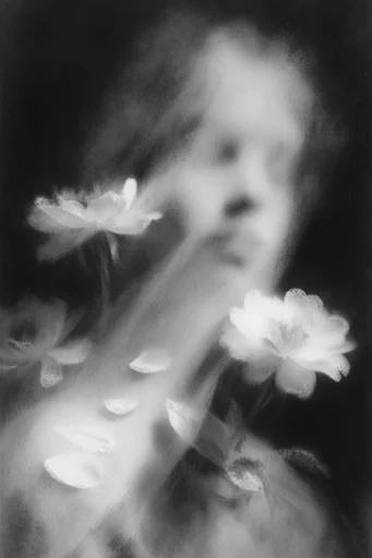Ethereal Monochrome Noir style reference image — smoky charcoal texture