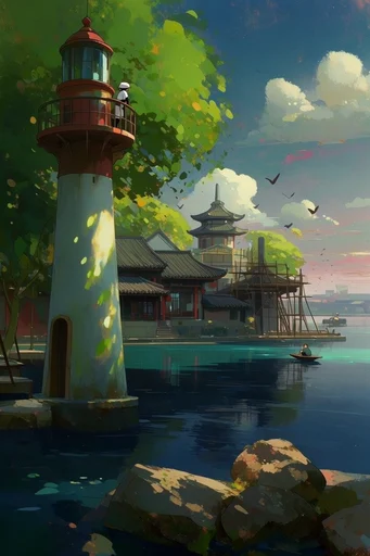 Luminous Solarpunk Sanctuary style reference image — serene turquoise water