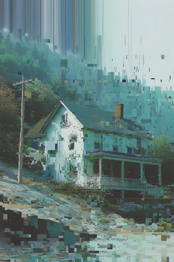 Monochromatic Digital Erosion style reference image — datamoshing