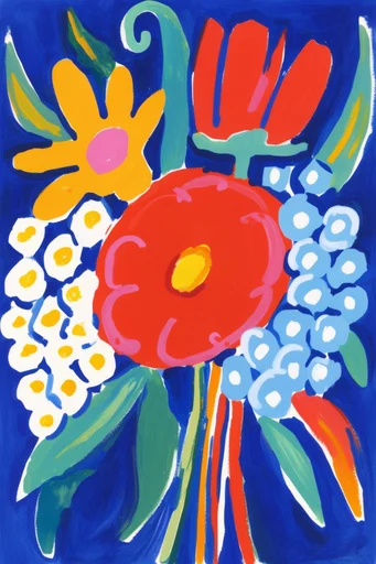 Graphic Painterly Narrative style reference image — naive art influence