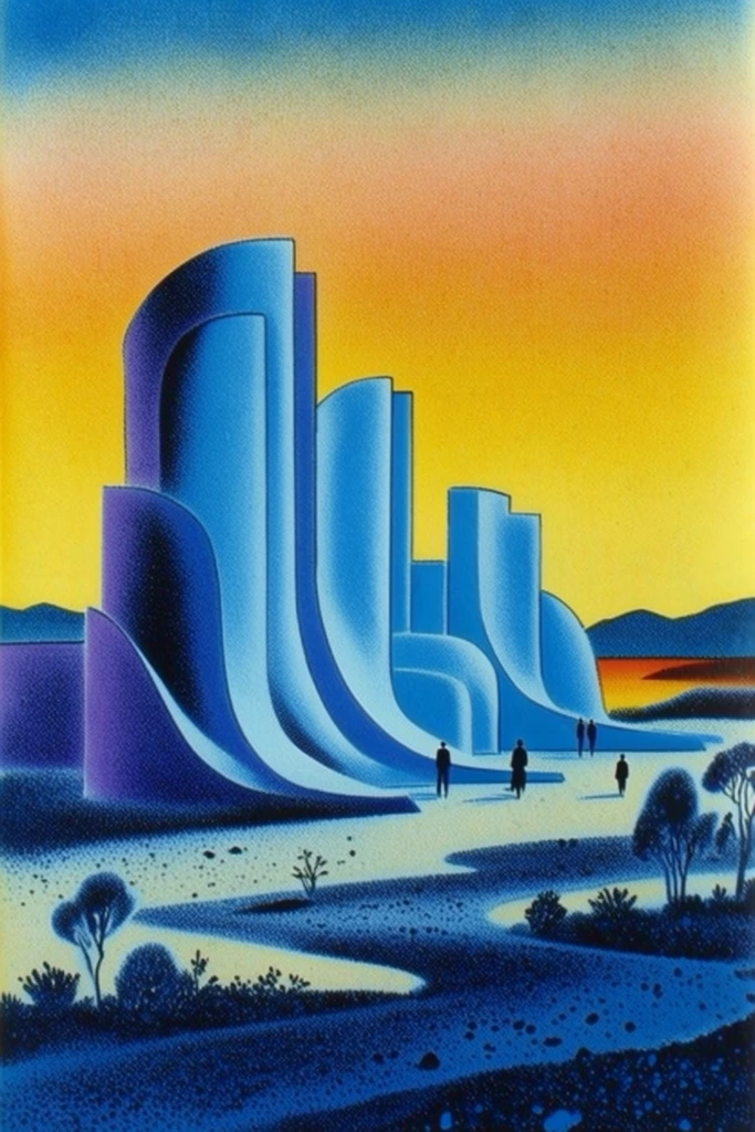 Surreal Airbrush Dreamscape style AI image example 2