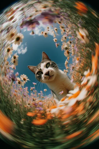 Surreal Fisheye Floral style reference image — dramatic lens distortion