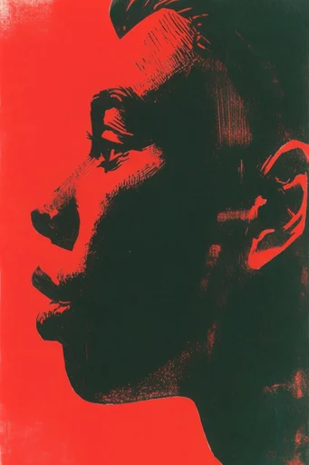 Crimson Noir Graphic style reference image — minimalist surrealism